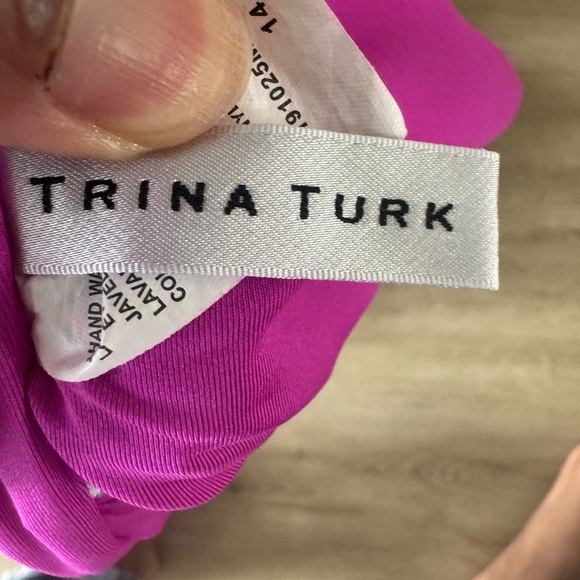 Trina Turk Gemini Plunge Maillot One Piece Swimsuit Vibrant Colorful SZ 14 - Picture 6 of 7